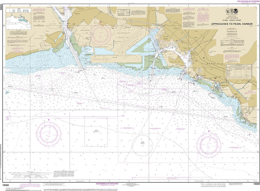 Nautical Chart-19369 Oahu South Coast Approaches-pearl Harbor Mixed ...