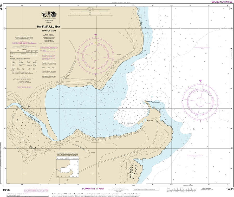 Nautical Chart-19384 Hanamaulu Bay Island-kauai Mixed Media by Sea ...