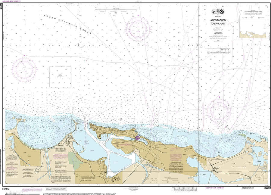 Nautical Chart-25669 Approaches-san Juan Harbor Mixed Media by Sea ...