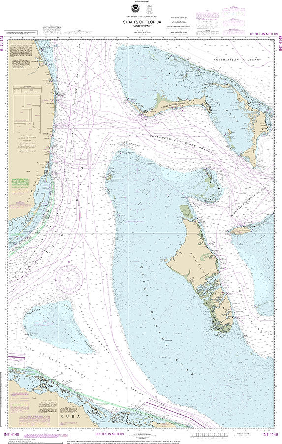 Nautical Chart-4149 Straits-florida – Eastern Part Mixed Media by Sea ...