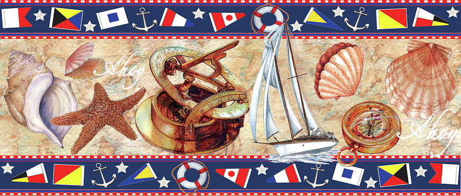Flag Mixed Media - Nautical Flag Borders by Sher Sester