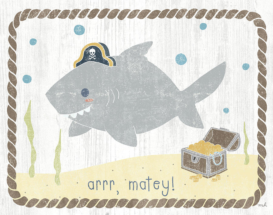 Animal Drawing - Nautical Friends Sharky by Moira Hershey
