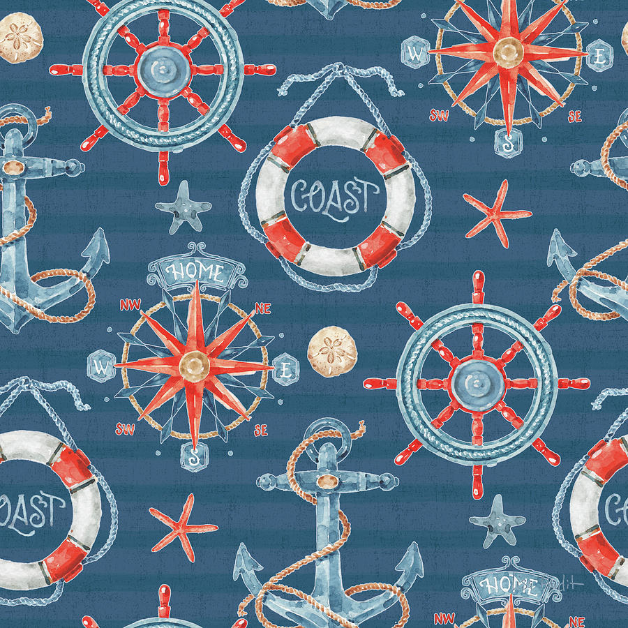 Pattern Painting - Nautical Life Step 01b by Lisa Audit