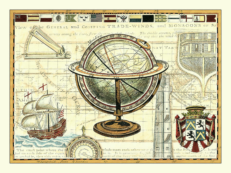 Nautical Map II Painting by D. Bookman