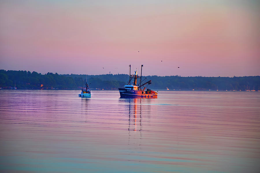 Nautical sunrise - Casco Bay, Maine Photograph by Joann Vitali