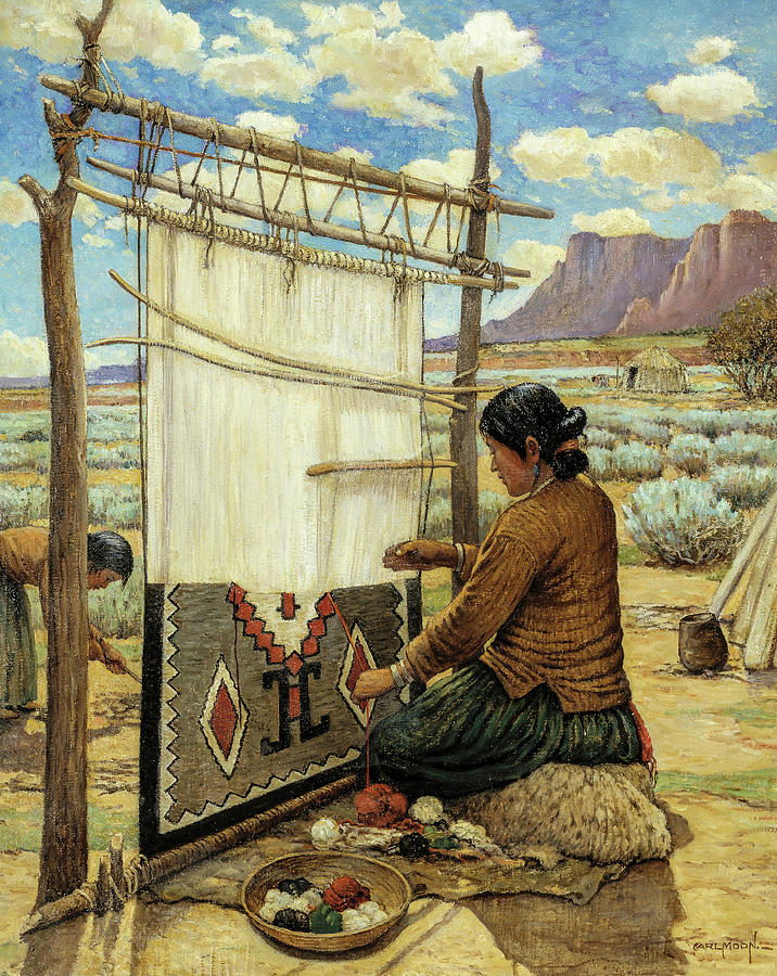 Carl Moon Painting - Navajo Weaver by Carl Moon