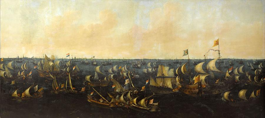 Naval Battle on the IJsselmeer, 6 October 1573 Episode from the Eighty Years War. Painting by Abraham de Verwer