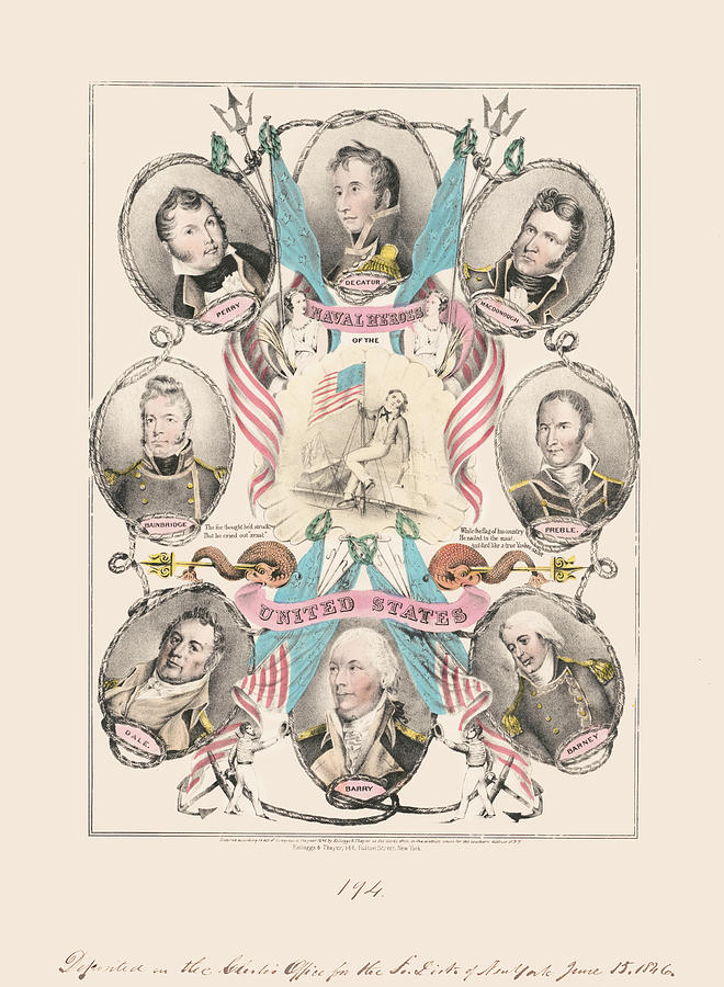 Naval heroes of the United States Painting by Kelloggs & Thayer