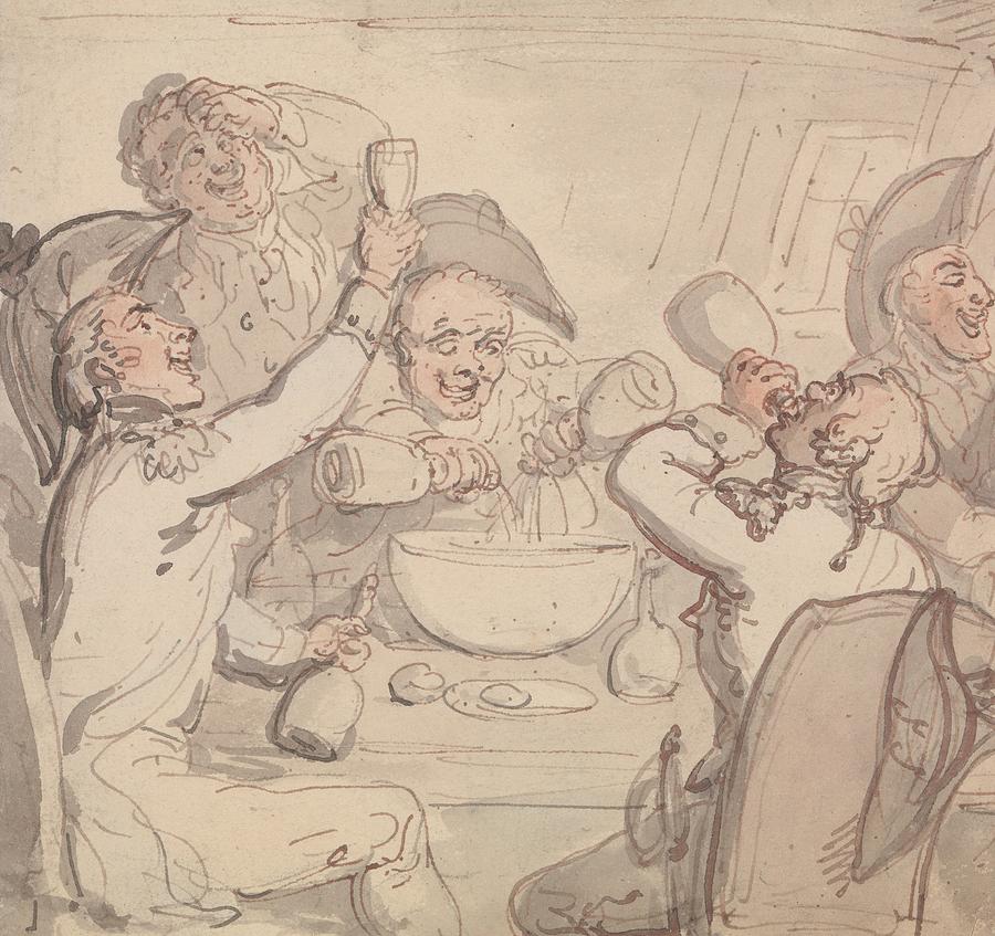 Naval Officers and a Bowl of Punch Drawing by Thomas Rowlandson