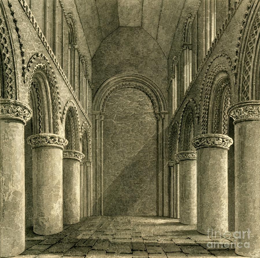 Nave Of Steyning Church Drawing by Print Collector