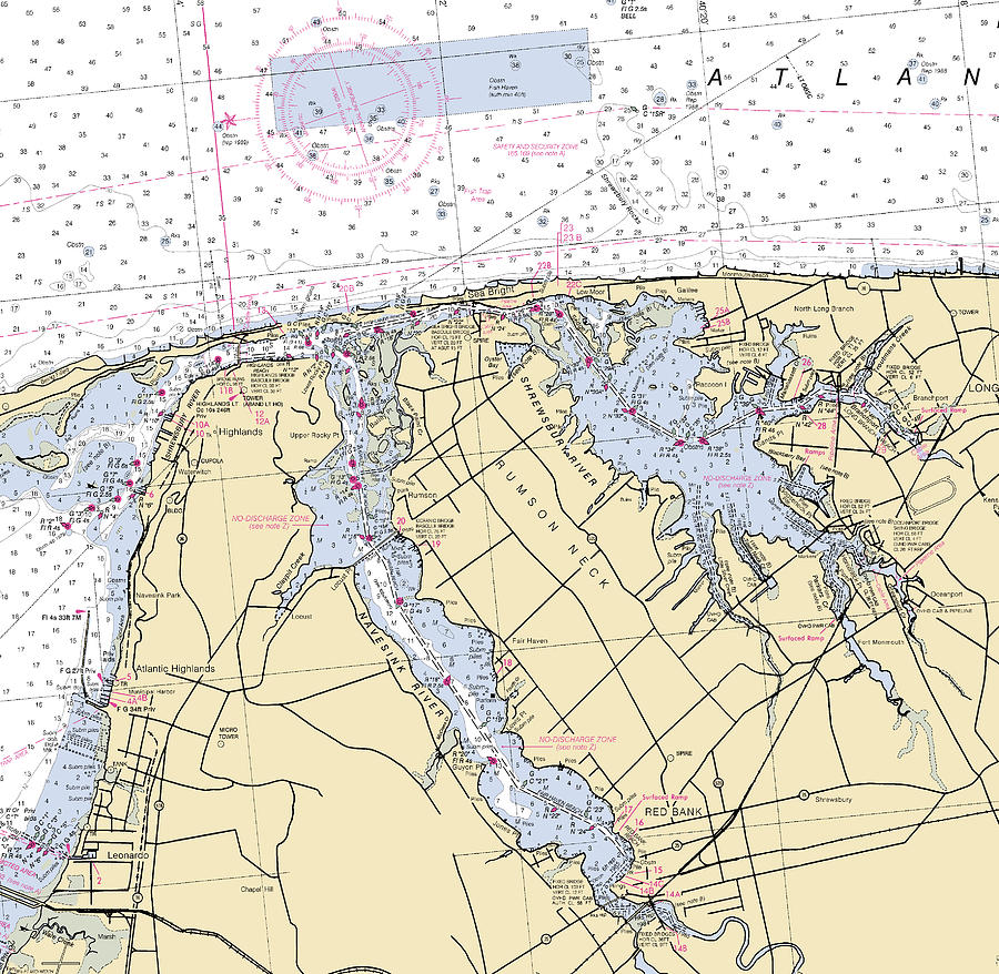 Navesink Rivernew Jersey Nautical Chart Mixed Media by Sea Koast Pixels