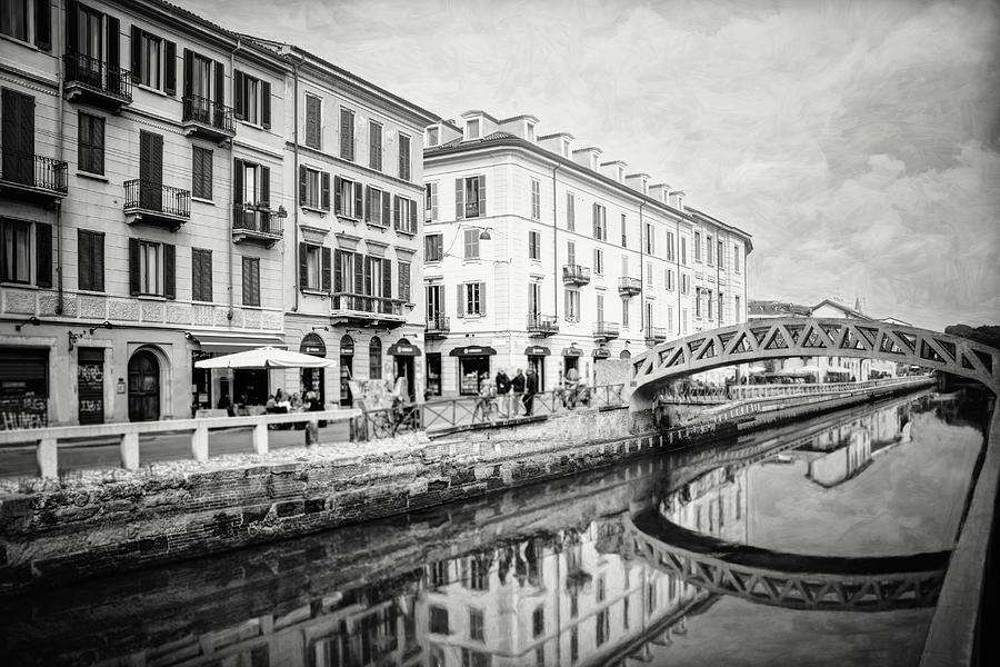Naviglio Grande Milan Italy Black and White Photograph by Carol Japp