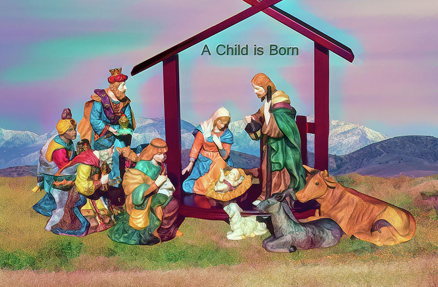 Nativity - A Child is Born 2 Digital Art by Linda Brody
