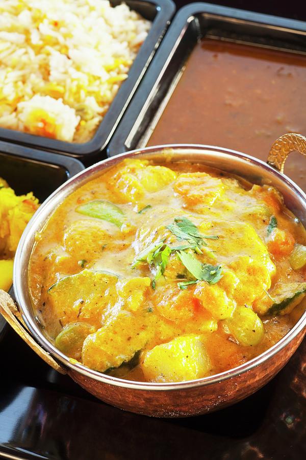 Navratan Korma With Curried Potatoes, Rice And Lentils Photograph by Chuck Place