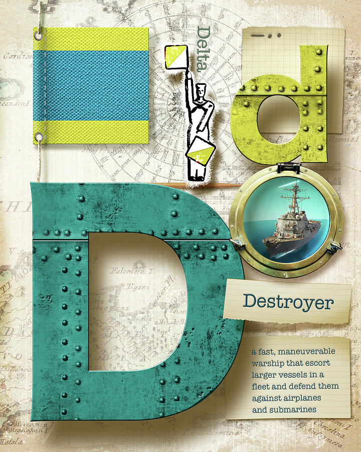 Navy Alphabet Nautical Letter D Digital Art by Vanessa Bates - Pixels Merch