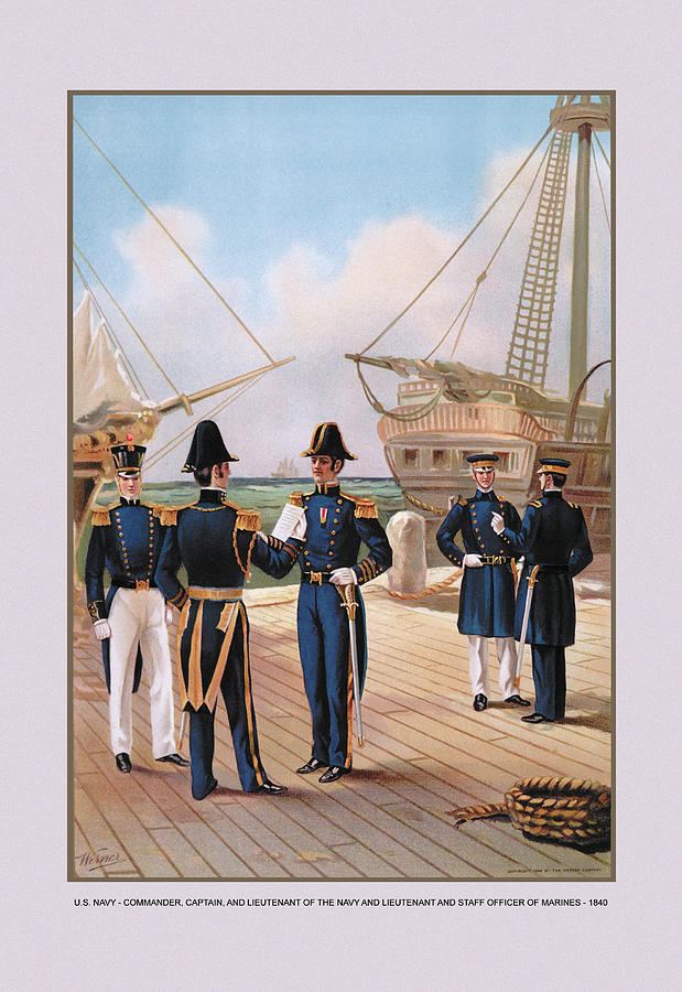 Navy Commander, Captain, and Lieutenant Painting by Arthur L. Wagner ...