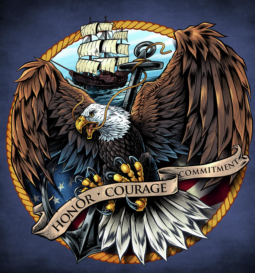 Bird Digital Art - Navy Eagle Decal by Flyland Designs