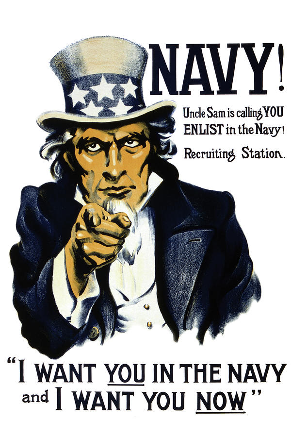 Navy! Uncle Sam is calling you--enlist in the Navy! Painting by Western Litho. Co