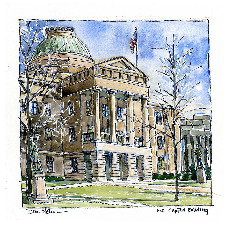 Nc Capitol In Winter Painting