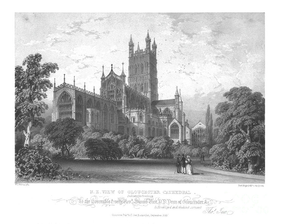 Ne View Of Gloucester Cathedral Drawing by Print Collector