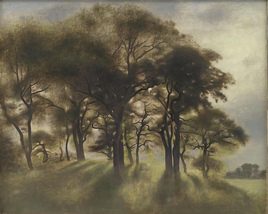 Near Fortunen, Jaegersborg Deer Park, North of Copenhagen, 1901. Oil on canvas, 55 x 66.5 cm. Painting by Vilhelm Hammershoi