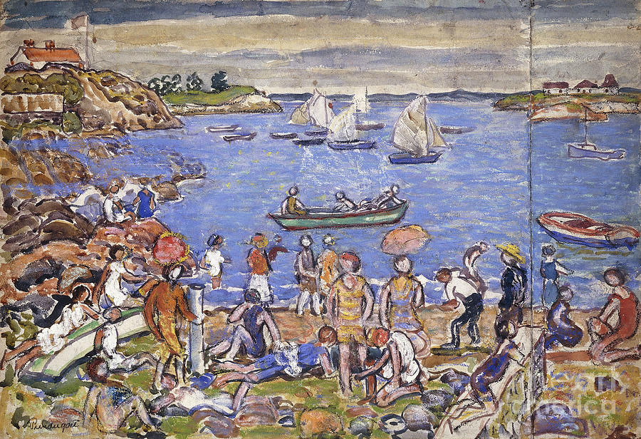 Near Gloucester Painting by Maurice Prendergast