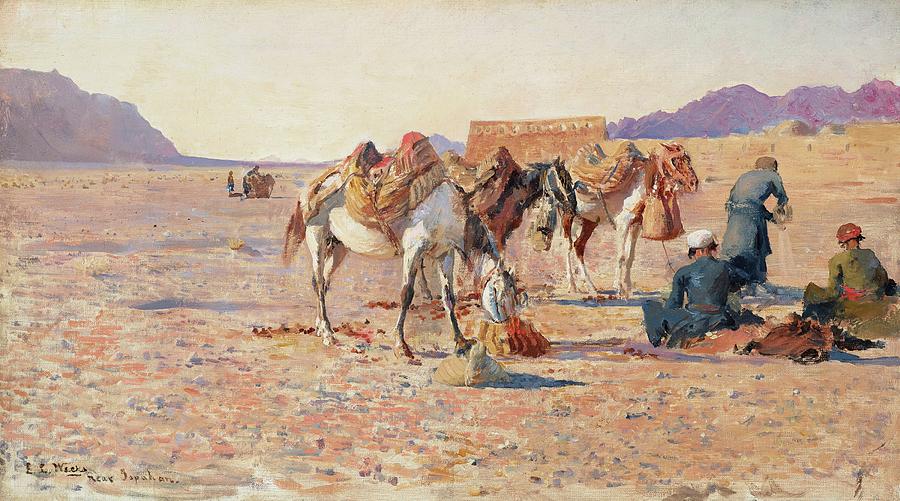 Camel Painting - Near Ispahan by Edwin Lord Weeks