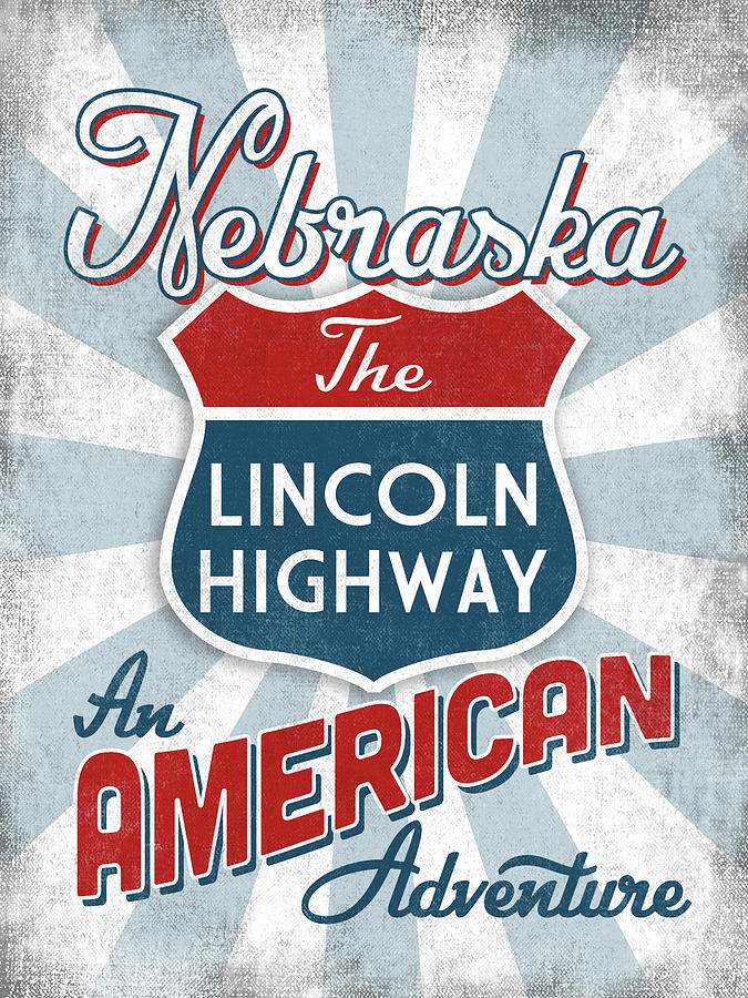 Map Digital Art - Nebraska Lincoln Highway America by Flo Karp