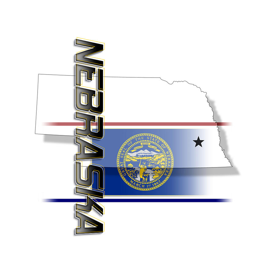 Nebraska State Vertical Print Digital Art by Rick Bartrand
