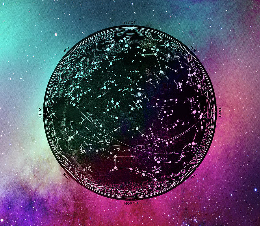 Stars Digital Art - Nebula Sky Map Horiz by Tina Lavoie