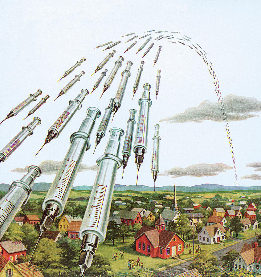 Vintage Drawing - Needles Flying Through the Air by CSA Images