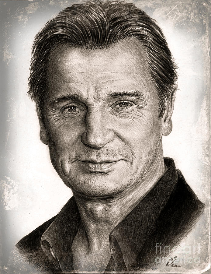 Neeson film edit Drawing by Andrew Read