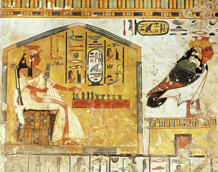 Nefertari Playing Senet, Detail Of A Wall Painting From The Tomb Of ...