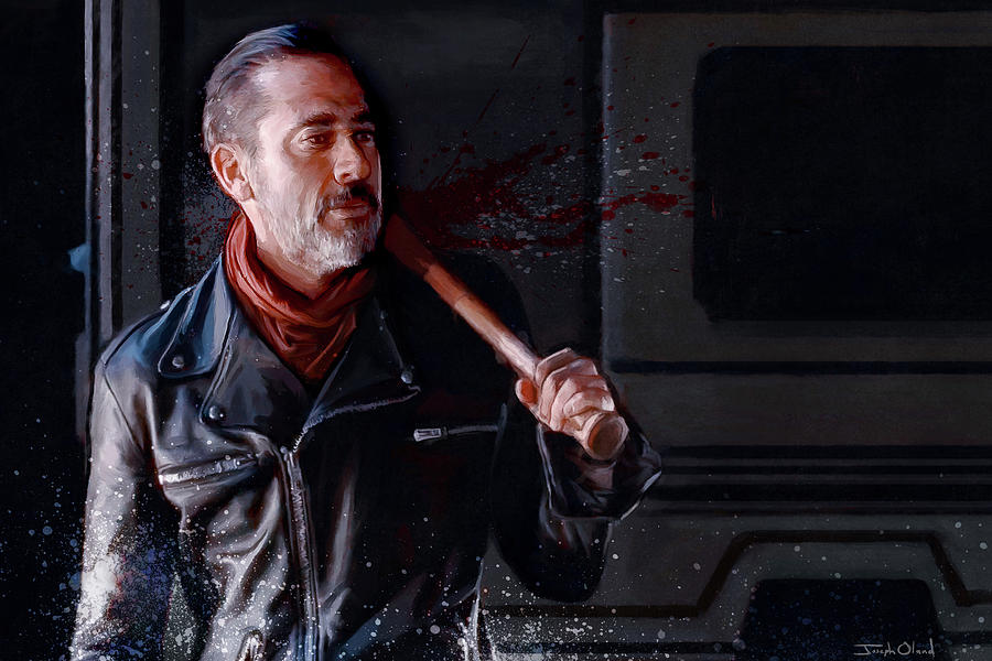 Twd Painting - Negan And Lucielle - The Walking Dead by Joseph Oland