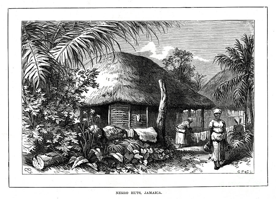 Negro Huts, Jamaica, 19th Century Drawing by Print Collector