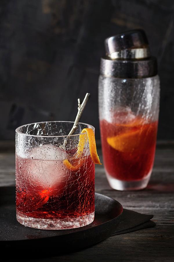 Negroni With Ice Cubes Photograph by Maximilian Carlo Schmidt - Pixels