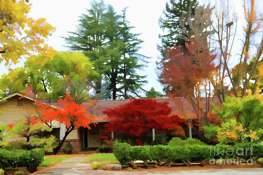 Neighborhood Fall Season Colors  Digital Art by Chuck Kuhn