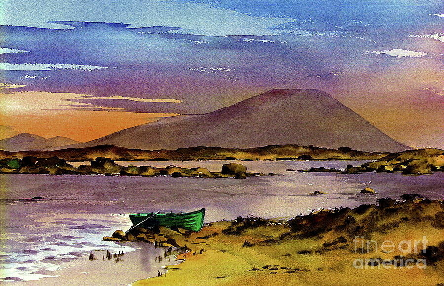 Neiphin Sunset, Mayo. Painting by Val Byrne