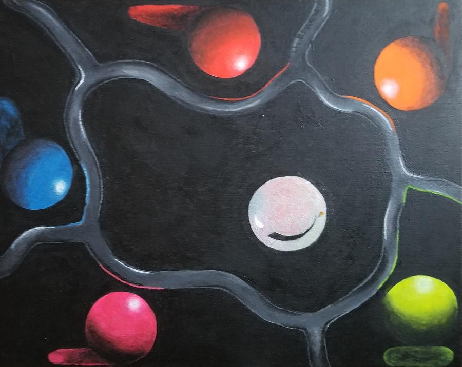 Abstract Painting - Neon Balls by Jenny Maher