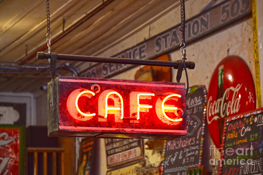 Neon Cafe Sign In The General Store Photograph By Catherine Sherman