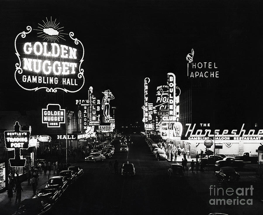 Las Vegas Photograph - Neon Casino Lights In Las Vegas by Bettmann