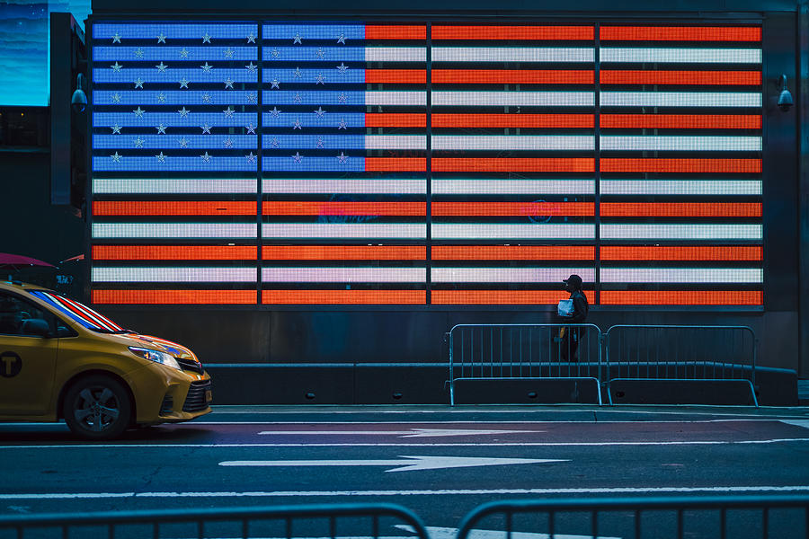 Street Photograph - Neon Flag by Joshua Leeman