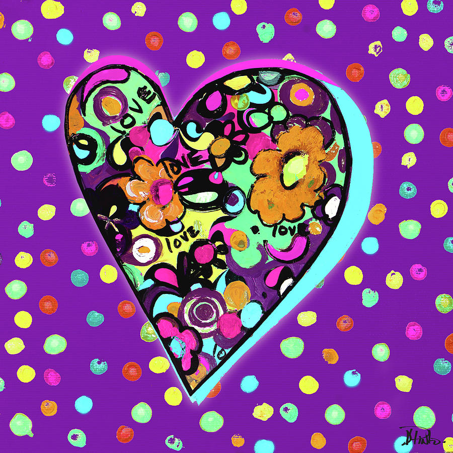 Neon Painting - Neon Hearts Of Love I by Patricia Pinto