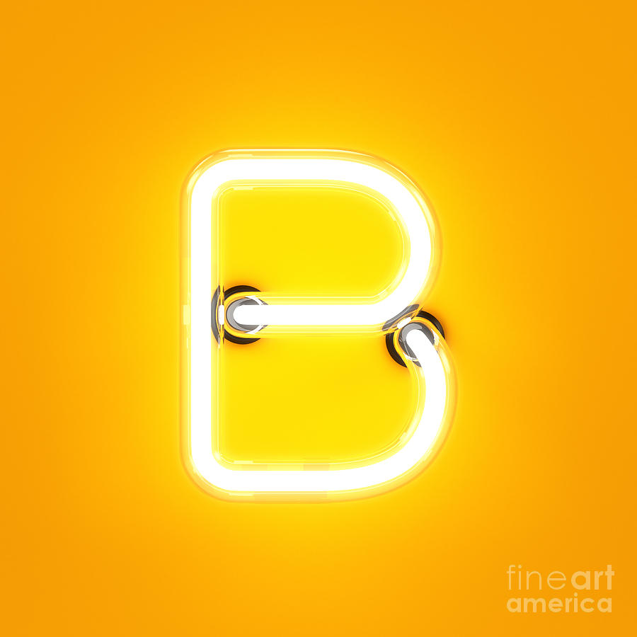 Symbol Digital Art - Neon Light Alphabet Character B Font by Dencg Symbol Digital Art - Neon Light Alphabet Character B Font by Dencg
