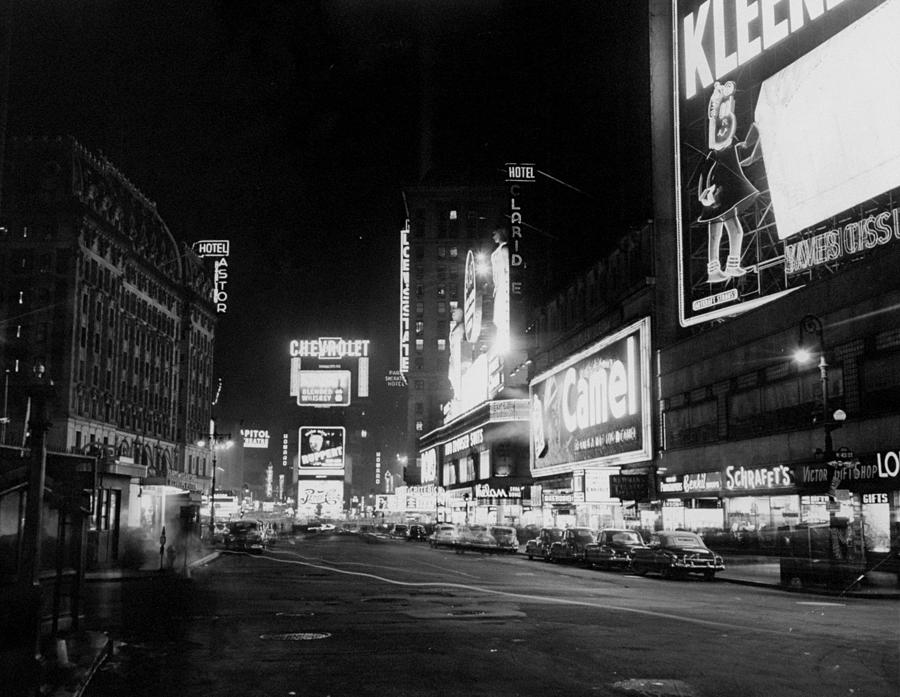 Neon Lights Illuminatetimes Square At Photograph by New York Daily News Archive