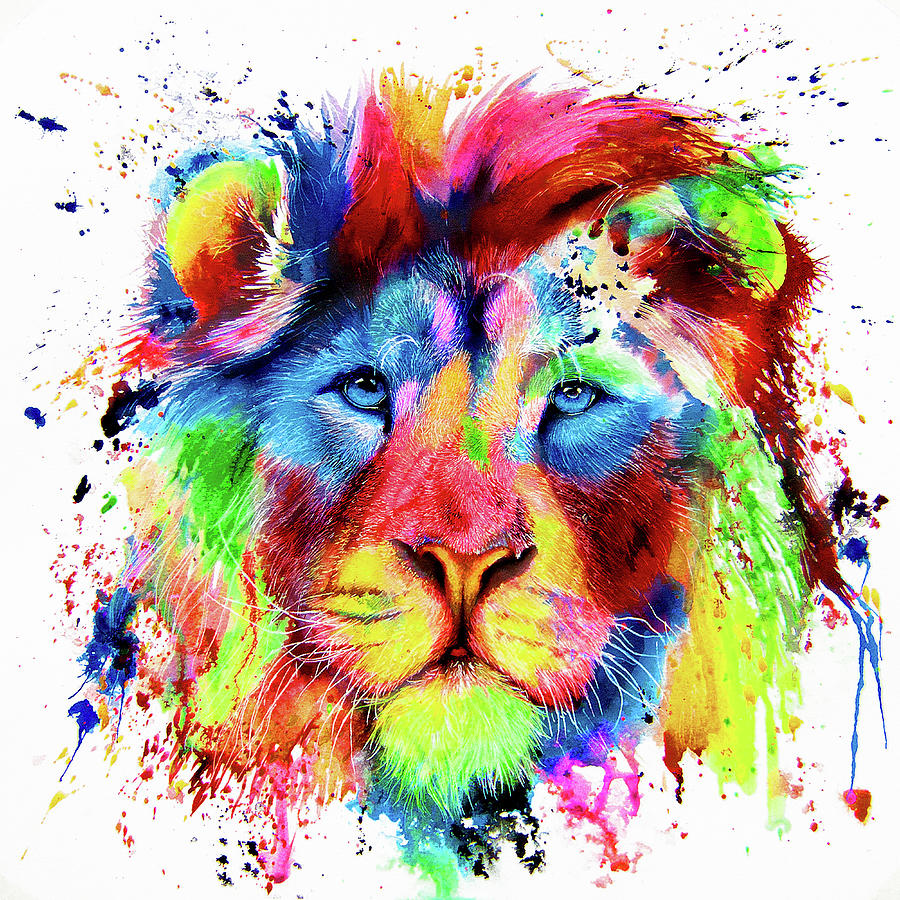 Colourful lion painting