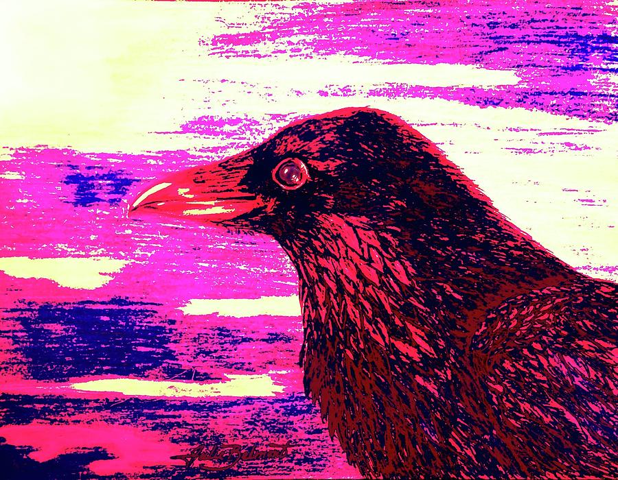 Neon Night Raven Digital Art by Julie Belmont
