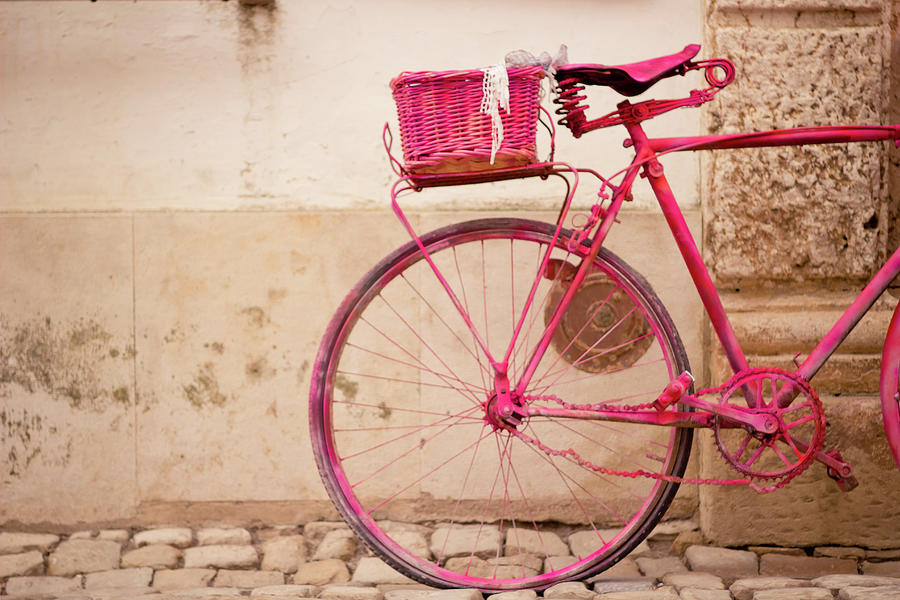 Neon Pink Vintage Bike Photograph by Claudia Casal