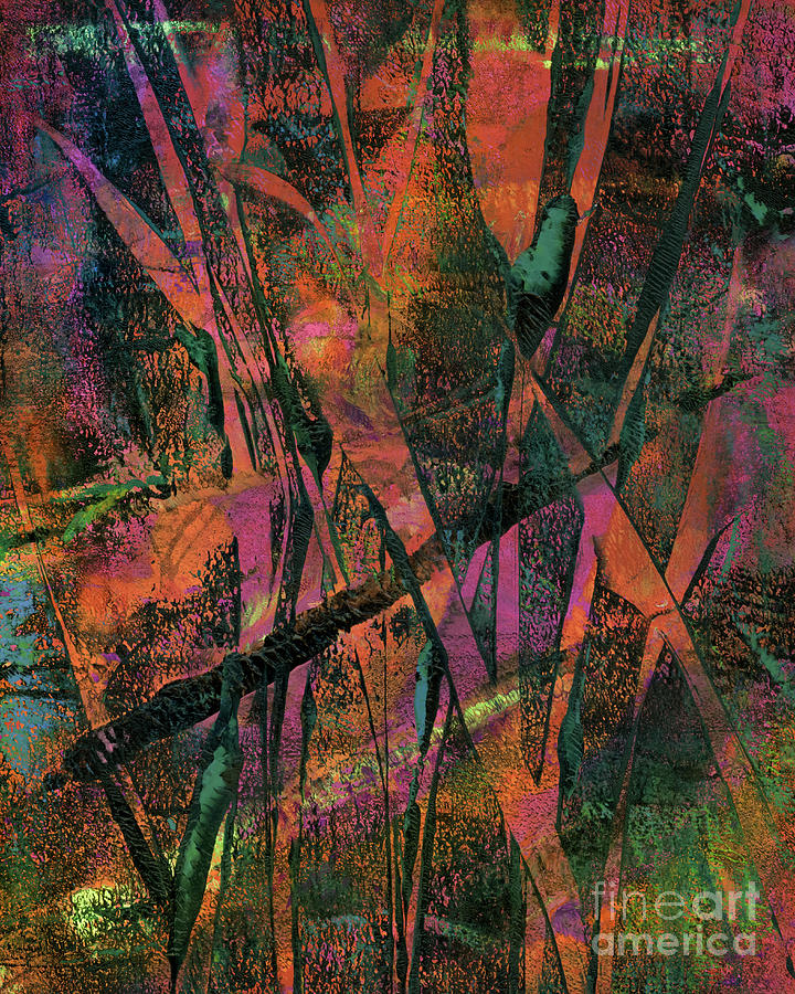Abstract Painting - Neon Reeds by Laura L Leatherwood Abstract Painting - Neon Reeds by Laura L Leatherwood