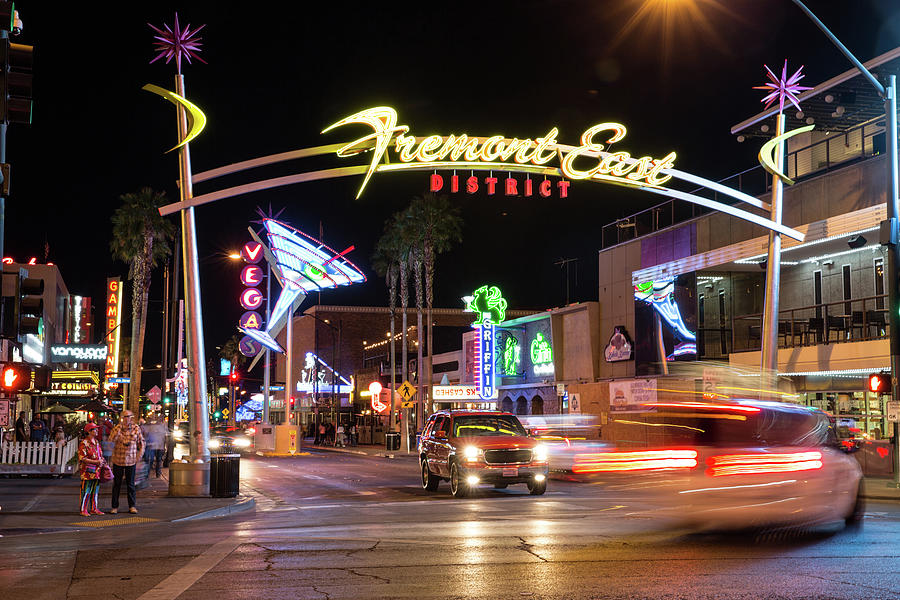 Rush Hour Movie Digital Art - Neon Sign For Fremont At Night, Downtown Las Vegas, Nevada, Usa by Tim E White